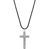 Rebel & Rose NL028-S-70 Studded Cross Black Unisex Necklace 70cm