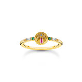 Thomas Sabo TR2457-488-7-54 Gold-plated ring w. palm tree and coloured stones 