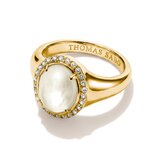 Thomas Sabo TR2542-M01-14-56 Halo Ring with Mother of Pearl for Women, Gold-Plated