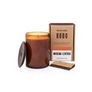 KOBO Woodblock Candle Modena Leather vonná sviečka (15oz / 425g)