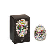 LADENAC Scull vonná sviečka WHITE SCULL s ozdobnými kamienkami (220 g) v darčekovom balení