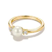Thomas Sabo TR2370-M01-14-54 Ring with Pearl and White Cubic Zirconia for Women, Gold-Plated