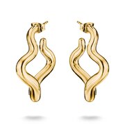 Thomas Sabo CR771-M01-39 Wave-Shaped Hoop Earrings with Cubic Zirconia Gold-Plated Women