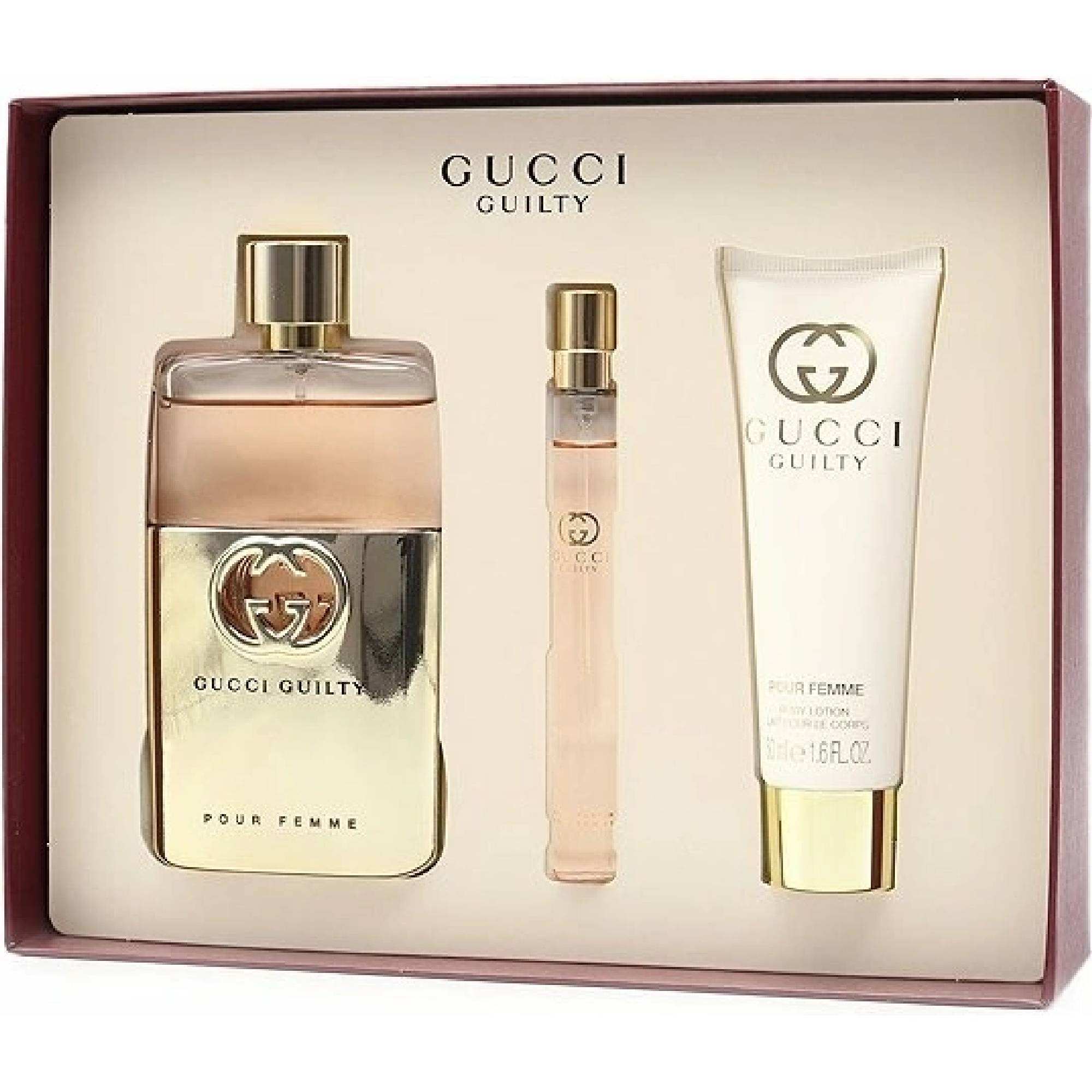 Gucci Guilty darčeková sada parfumovaná voda 90ml + parfumovaná voda 10ml + telové mlieko 50ml