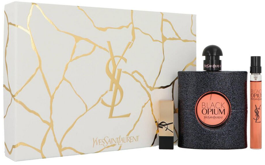 Yves Saint Laurent Opium Black Darčeková sada, parfémovaná voda 90ml + parfémovaná voda 10ml + rúž 1.3ml