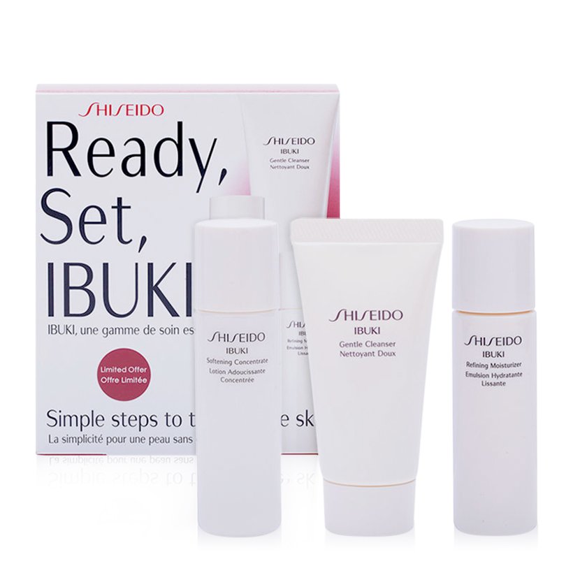 Shiseido Ibuki starter kit Darčeková sada, Gentle Cleanser 30ml + Softening Concentrate 30ml + Refining Moisturiser 30ml